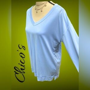 CHICO’S NWT Small Zenergy sand-washed soft tunic, light cornflower blue. Pretty!